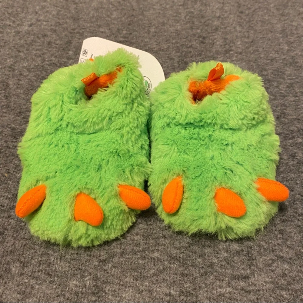 Green and Orange Monster Claw Slippers Childs Size 3‎ Wonder Nation Slip On New
